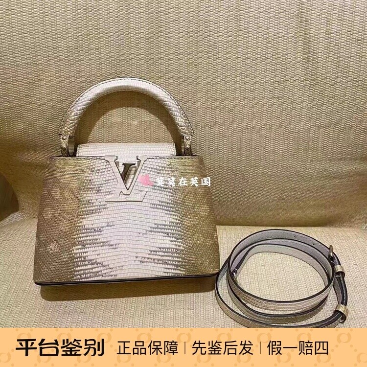 英国代购Louis Vuitton路易威登 Capucines mini蜥蜴皮渐变斜跨包