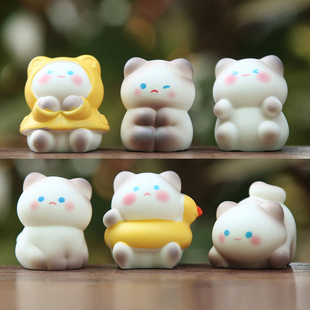 新品暹罗猫咪公仔玩偶盲盒卡通呆萌小猫微景观车载装饰动物小摆件