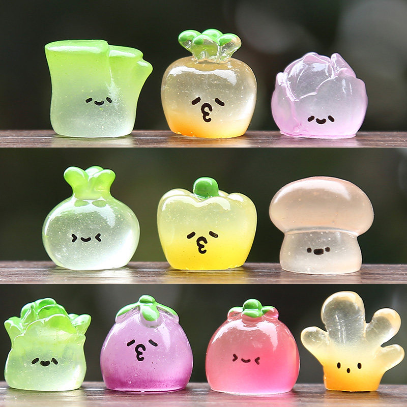 潮玩夜光仿真蔬菜树脂公仔模型创意微景观DIY造景装饰迷你小摆件