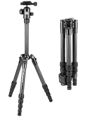 曼富图 MKELES5CF-BH 碳纤维旅行三脚架便携反折数码相机支架云台