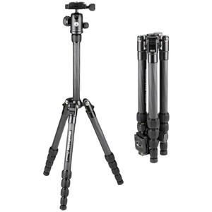 曼富图 MKELES5CF-BH 碳纤维旅行三脚架便携反折数码相机支架云台