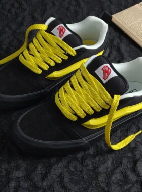 knu skool黄黑撞色胖胖面包鞋男女情侣鞋复古百搭黑色休闲滑板鞋