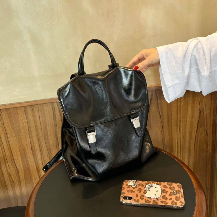 欧美高品质磨砂牛皮拼真皮背包