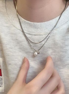 项链925银双层蛇骨链女