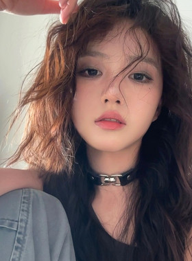 锁骨链女环扣黑色皮项圈独特