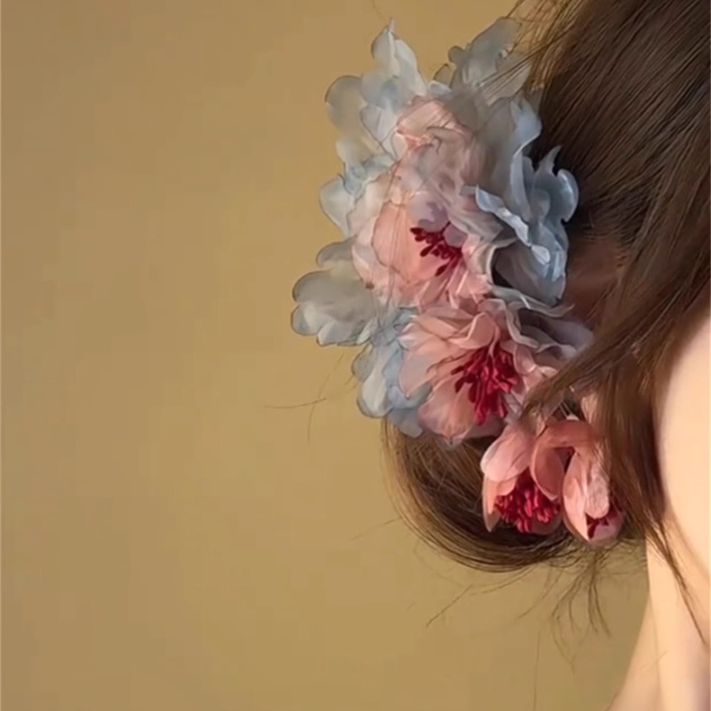 YFEIFEIE新中式牡丹花发夹女国风仙气侧边夹汉服旗袍拍照发卡发饰