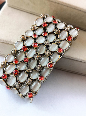 玫瑰金韩版猫眼石百搭水钻手环