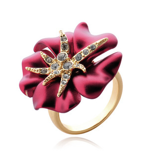 欧美风海星夸张花朵生日礼物戒指