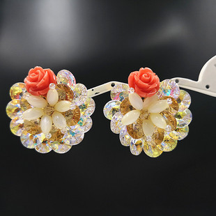 新光夸张耳环耳饰品奥地利繁花水晶耳钉韩版气质女耳钉超闪大耳饰