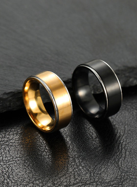 欧美简约哑光钛钢戒指