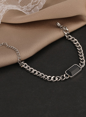 黑宝石粗链手环666142