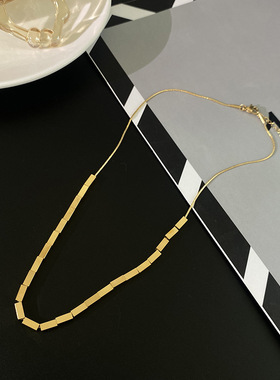 欧美创意方块钻圈钛钢项链