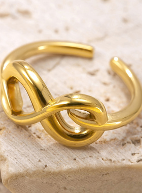 跨境Temu不锈钢镂空8字戒指