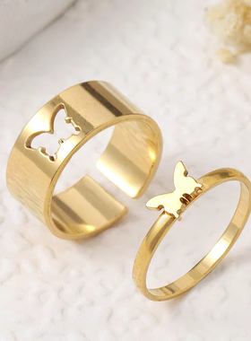 时尚个性情侣对戒钛钢套装