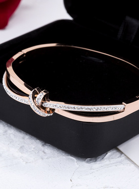 新款饰品满钻结手镯女钛钢经典