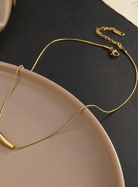 光面小辣椒钛钢项链女锁骨链