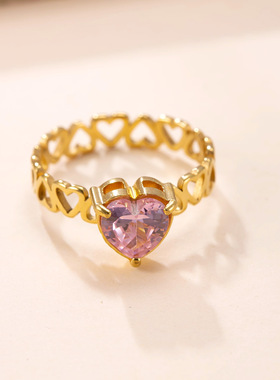 跨境爆款镶钻爱心食指戒