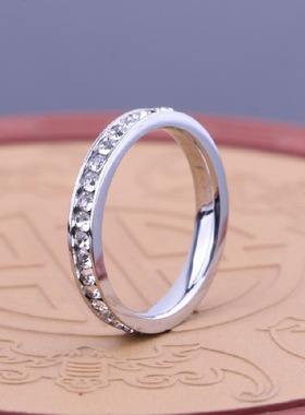 情侣钛钢镶钻满天星戒指