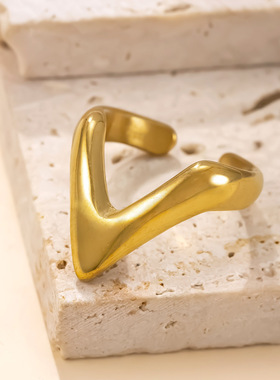 跨境热销不锈钢V形开口戒指