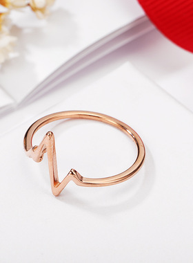 玫瑰金钛钢情侣戒指25