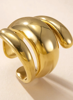 欧美钛钢不规则光面戒指
