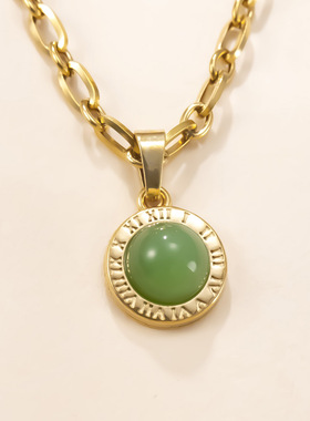 单吊坠不锈钢罗马数字圆牌项链