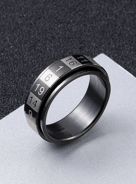 跨境简约钛钢数字戒指