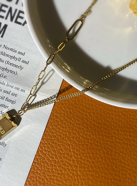 解忧暴富小金条钛钢项链