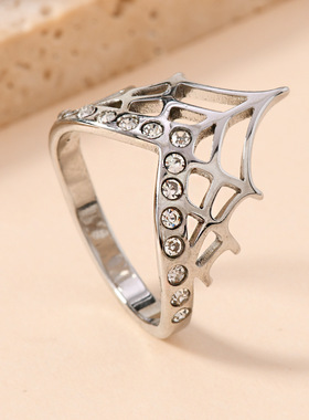 跨境轻奢镂空镶钻皇冠戒指