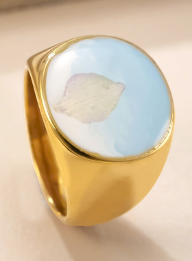 小众轻奢干花滴胶不锈钢戒指