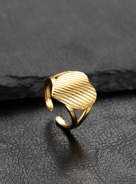 跨境热卖钛钢爱心开口戒指