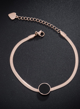 新款时尚蛇骨链钛钢手链女玫瑰金