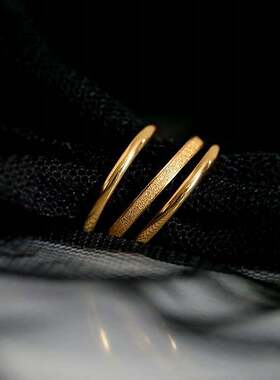 素圈钛钢玫瑰金三件套