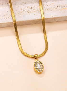 轻奢钛钢菱形满钻项链