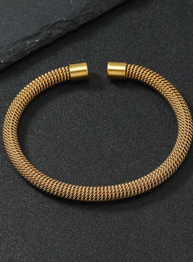 跨境不锈钢朋克风弹力钛钢手镯