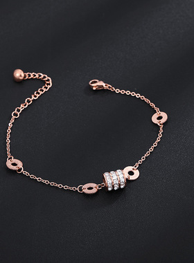 钛钢锆石玫瑰金手链15