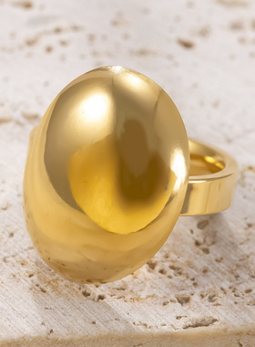 欧美跨境钛钢椭圆戒指