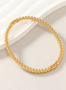 欧美热卖钛钢圆珠手环