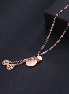 新款创意铜钱锁骨链46