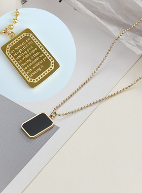 新款双面情书项链女简约锁骨链