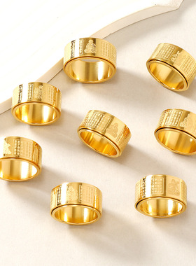 钛钢满天星磨砂镶钻戒指