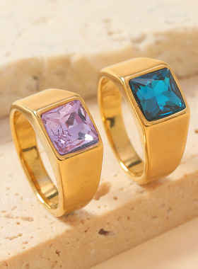 欧美轻奢锆石彩钻18K金戒指