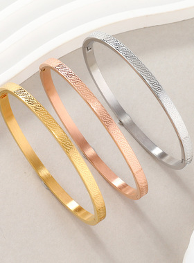 跨境不锈钢麻花绳纹钛钢手镯