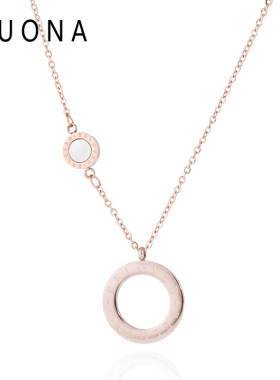 韩版白贝字母锁骨链03