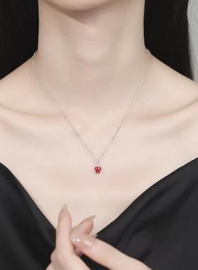 925银滴胶草莓项链女甜美小香风