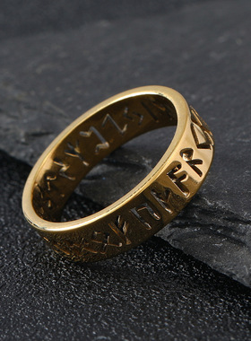 跨境北欧维京钛钢镂空戒指