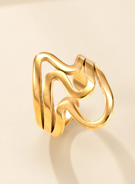 欧美风不规则镂空开口戒指