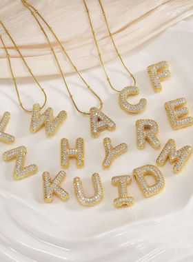 26字母钛钢锆石项链50