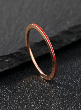 韩版小众欧美风极细彩色钛钢戒指