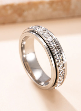 跨境热销钛钢满天星可转戒指